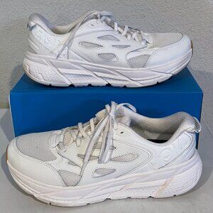 NEW IN BOX Hoka Mens Clifton L Walking Sneaker Shoes 11 White Leather